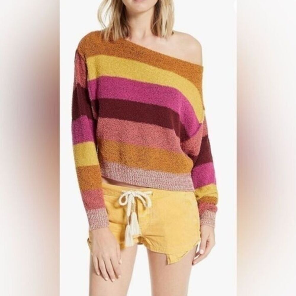 Free People Candyland Striped Rainbow Sweater Size Small